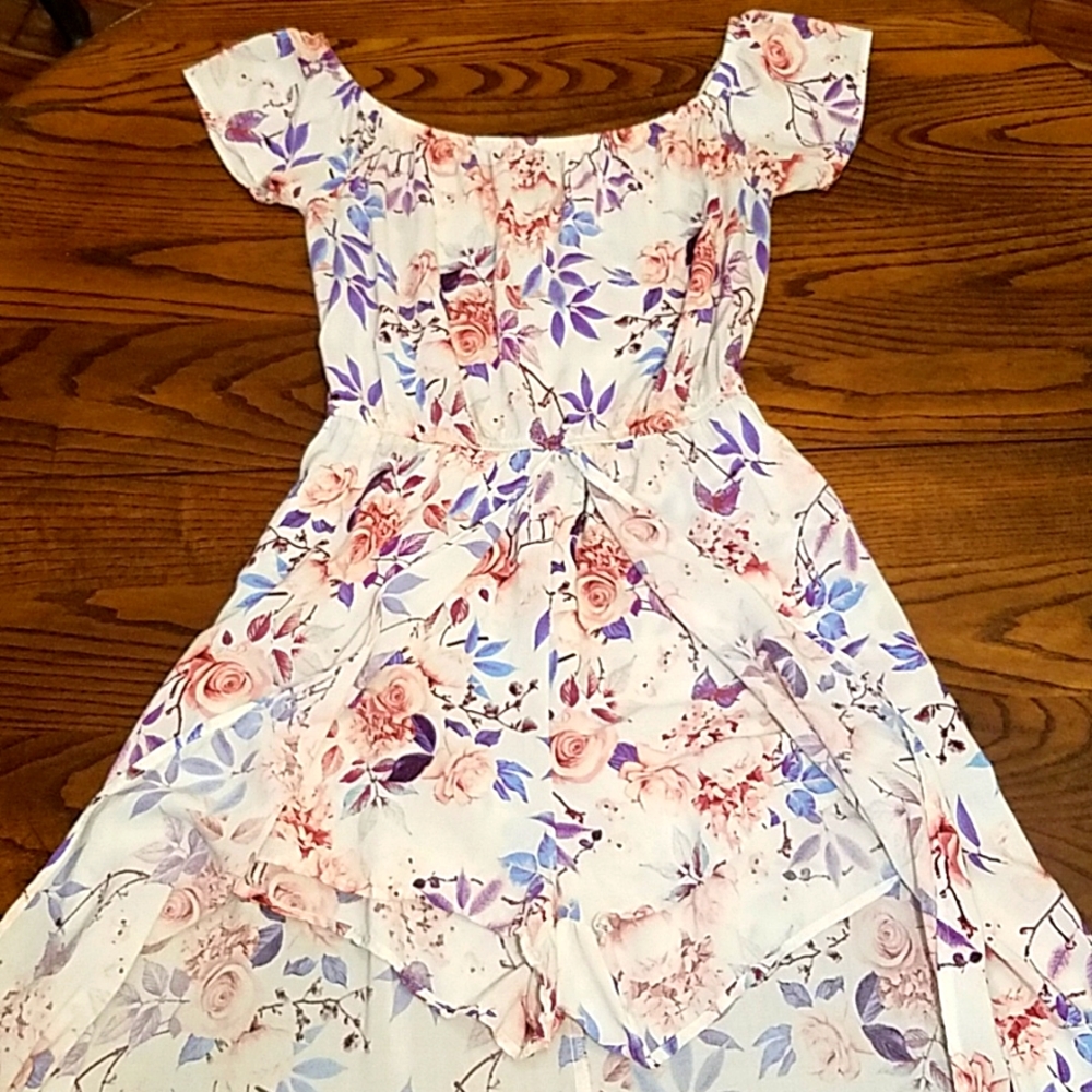 Pretty Pastel High Low Romper Sundress with Shorts Jumper Rue21 Medium
